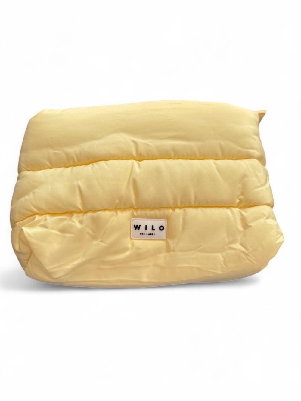 Wilo the Label butter yellow puffer cosmetic bag. Like new condition.
